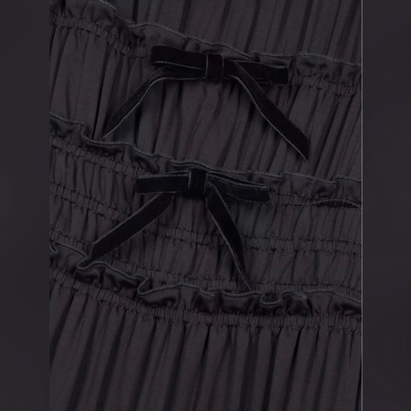 The Kooples Bow-Embellished Ruched Woven Mini Dress in Black, FR Sz 3 = US 8 - Picture 3 of 8